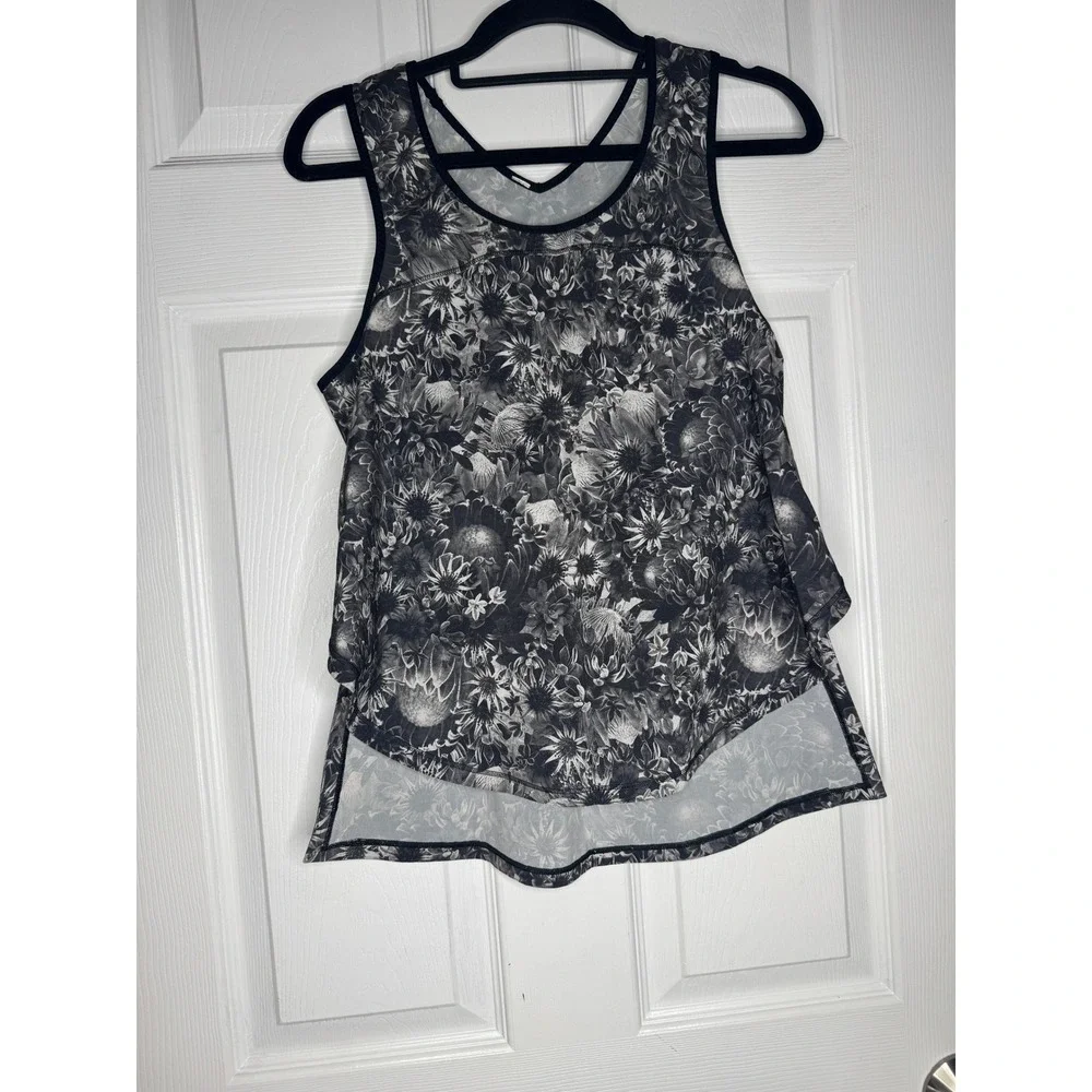 Lululemon Run Split Singlet Tank Flowabunga Black/White‎ Athleisure